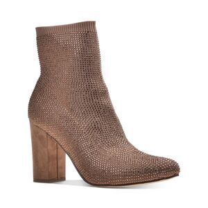 WILD PAIR Womens Brown Stretch Baybe Pointed Toe Block Heel Booties 6 M